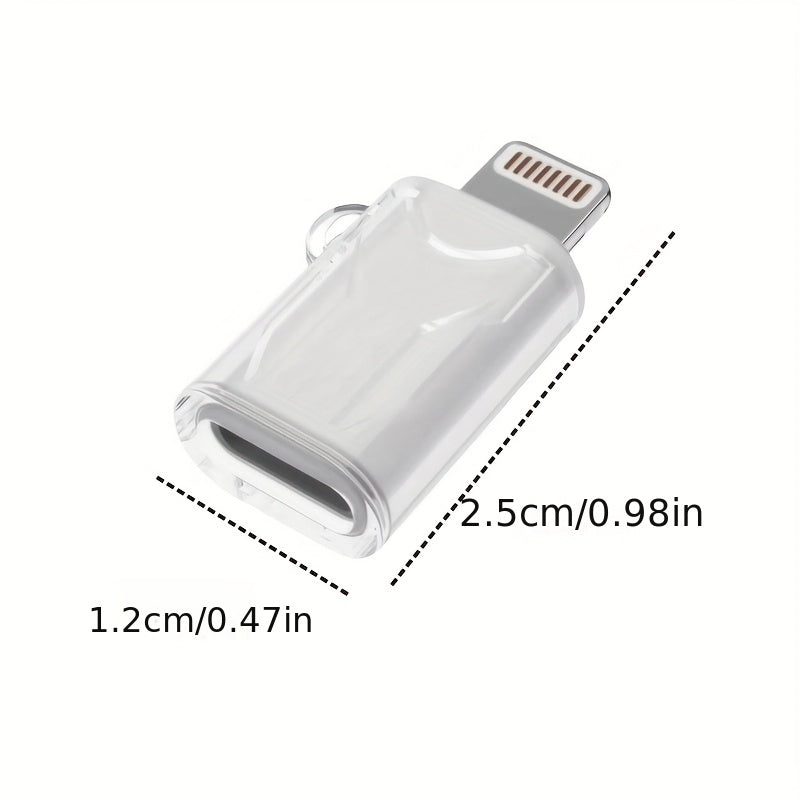 3pcs Type-C to Lightning Adapter for iPhone with Transparent Protective Case, Supports Charging and Data Transfer