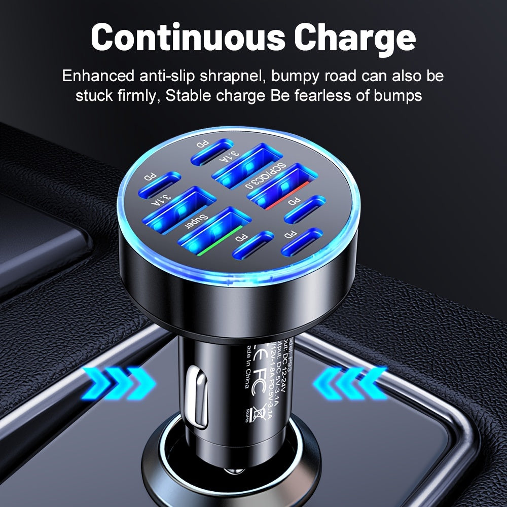 KAXOE 9 Port 5 PD 4 USB Fast Charging Car Phone Charger Portable Charger Car USB Charger PD+QC3.0 Compatible with iPhone for Samsung