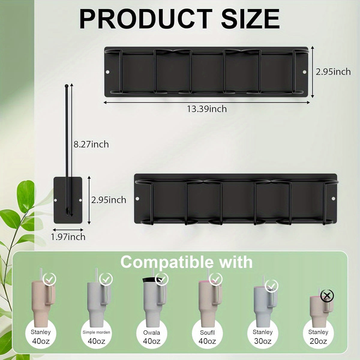 Magnetic Holder for Stanley Cups Designed for Refrigerators, Featuring a Storage Rack for Water Bottles And a Lid Organizer, Suitable for 30 And 40 Oz Tumblers And Includes a Holder for Lids