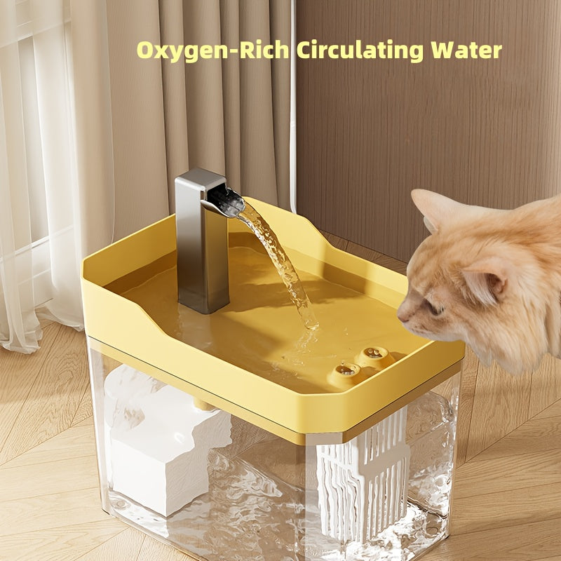 Smart Pet Water Dispenser, Fully Automatic Circulating Water Fountain for Cats, Ultra-Quiet USB Rechargeable Cat Water Feeder, No Batteries Required