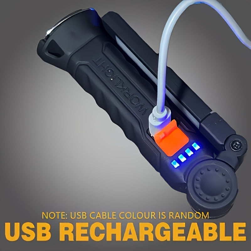4pcs LED Work Light with Magnetic Base, USB Multi-Function 4 Modes Lighting, Rechargeable High Brightness Flashlight Workshop Maintenance Lamp, 360° Rotating, Multipurpose Repair, Outdoor, Christmas Gift, Men'S Tool Present