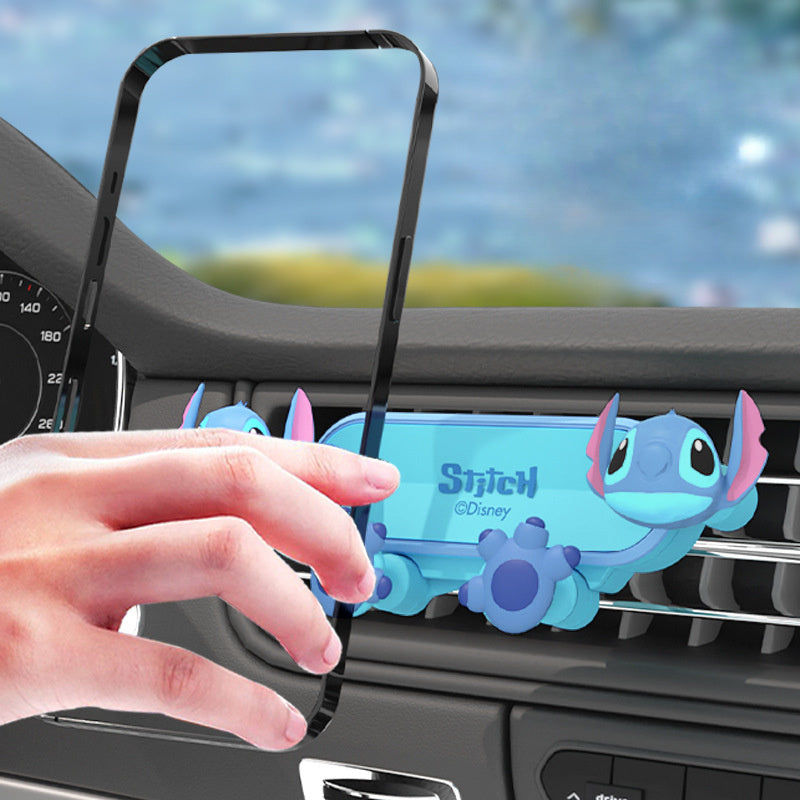 Stitch Car Phone Holder, Gravity Sensing Auto-Clamping Air Vent Mount, Adjustable Smartphone Bracket, ABS Material, No Battery Required, Vehicle Accessory for Navigation and Entertainment, Stitch Car Decor