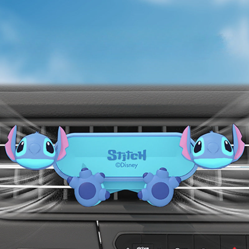 Stitch Car Phone Holder, Gravity Sensing Auto-Clamping Air Vent Mount, Adjustable Smartphone Bracket, ABS Material, No Battery Required, Vehicle Accessory for Navigation and Entertainment, Stitch Car Decor