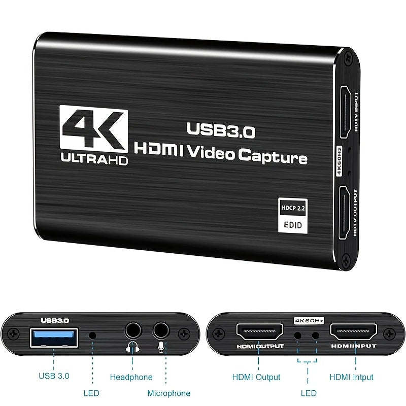 4K Audio Video Capture Card USB 3.0 HDTV Video Capture Device Full HD Recording