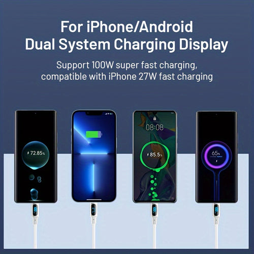 100W Digital Display Dual Type-C Charging Cable