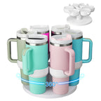 [40oz Water Cup Organizer] 40-Ounce Water Cup And Bottle Organizer with Handle | Rotating Cup Holder, 6 Compartments for Bottle Storage, Suitable for Cabinet And Kitchen Organization