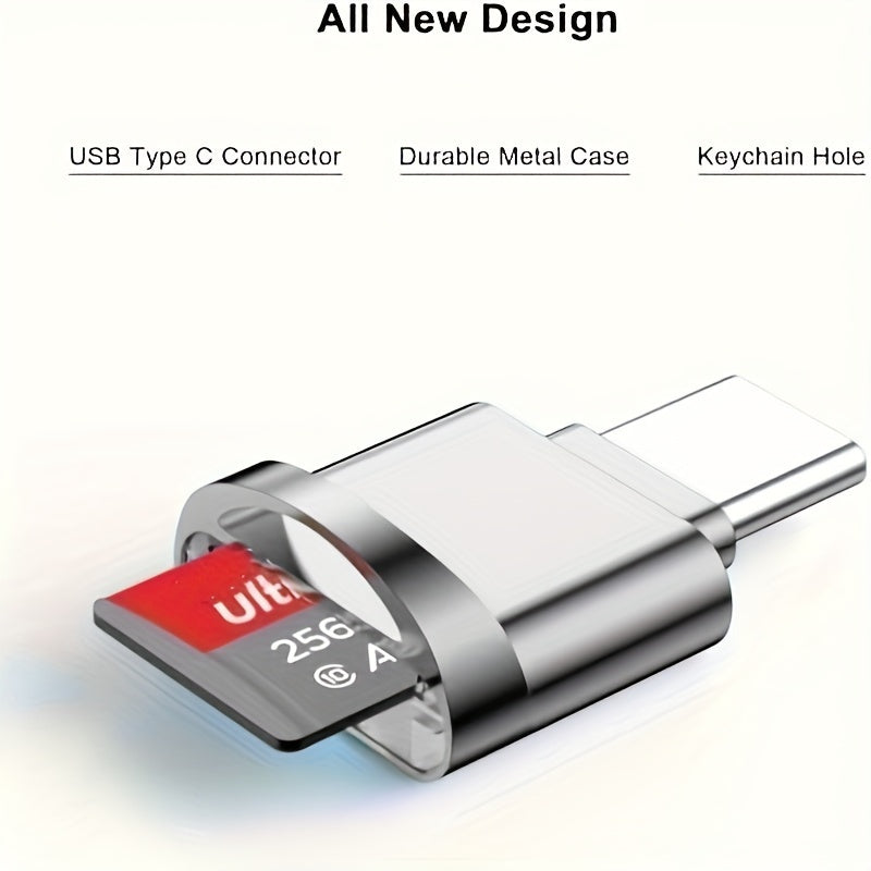 Dual USB-C & USB Card Reader for SD & TF Cards - High-Gloss Metallic Finish - 256GB Capacity - Compatible with MacBook, Samsung Galaxy, Laptops & More, Portable Data Transfer|Sleek Metallic Design|Highgloss Finish