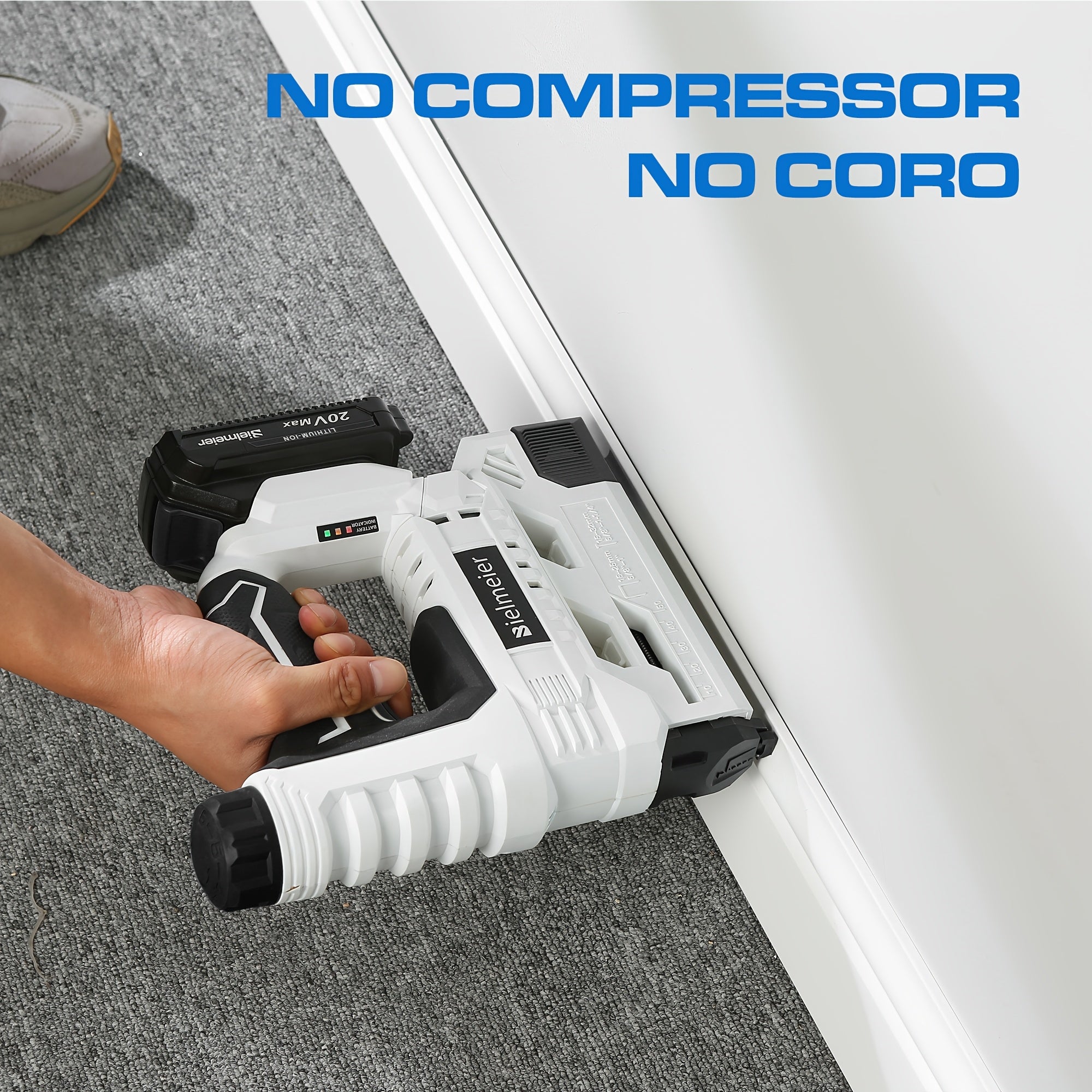 [Cordless 2-in-1 Nail Gun] Bielmeier 2-in-1 Cordless Nail Gun 20V/4V, No Compressor, No Cord, Lightweight Design for Carpentry & Upholstery, with LED Work Light, Safety Striker Guard, Adjustable Depth, Battery & Charger, 1600/2000 Nails & Staples