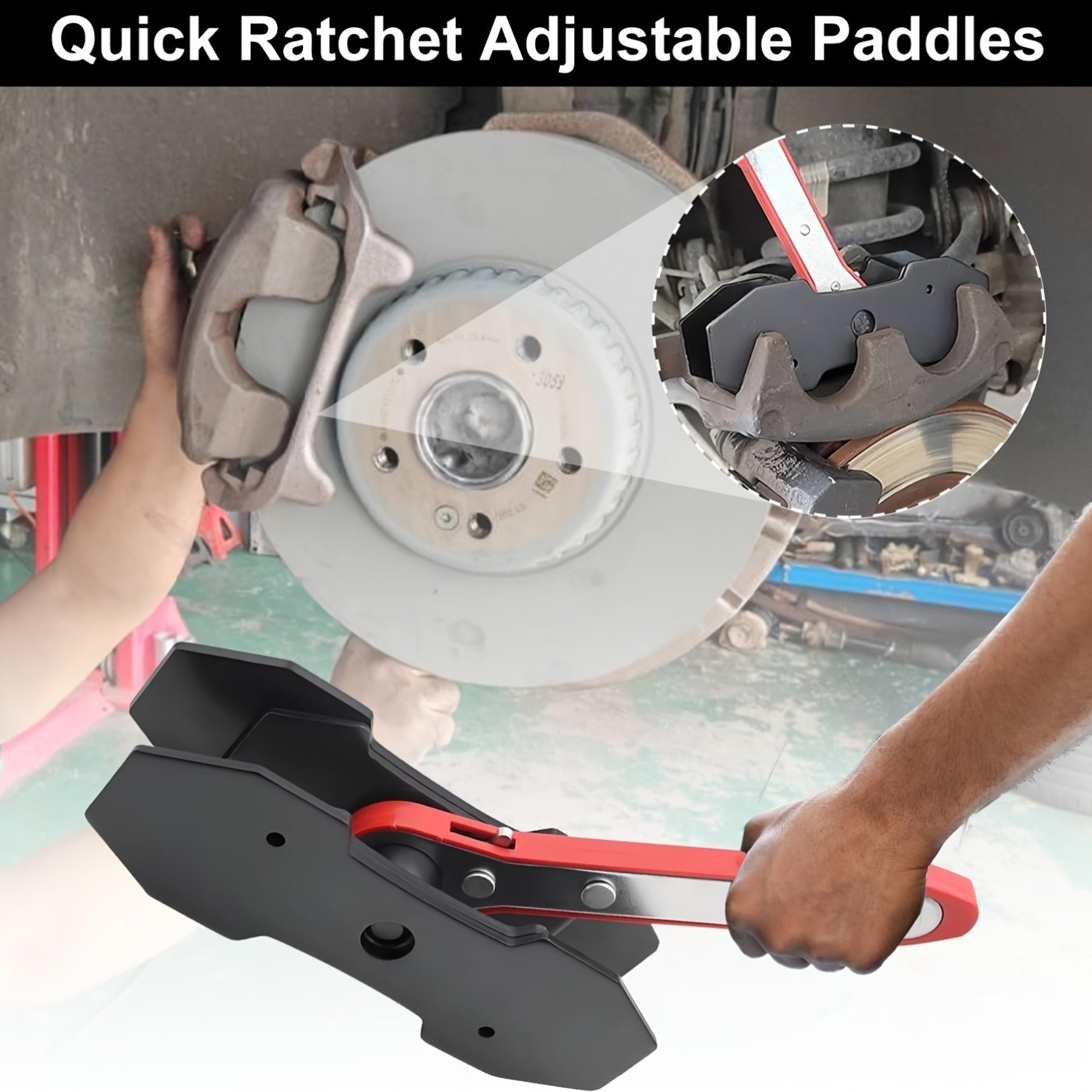 1pc Universal Auto Ratchet Brake Piston Wrench Expander, 360 Degree Rotating Ratchet Red Caliper Piston Expander, Repair Shop Tool, Automotive Essential Emergency Tool