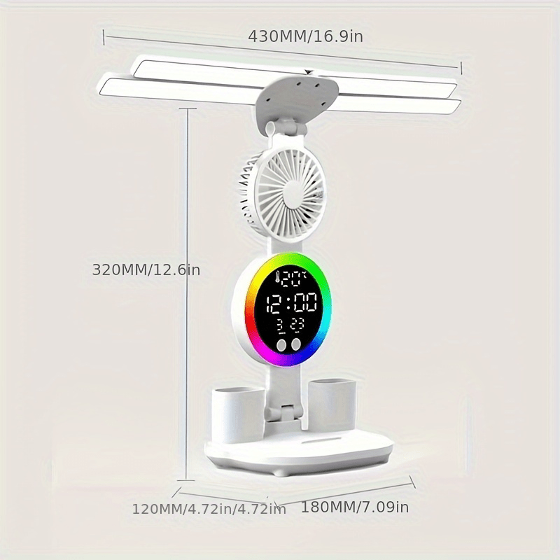 Smart Touch LED Desk Lamp with USB - Dual-Head, Dimmable And Color-Changing Reading Lamp, Built-In Fan And Night Light, Eye Protection Design, Perfect for Home Office And Dormitory Study - No Batterie