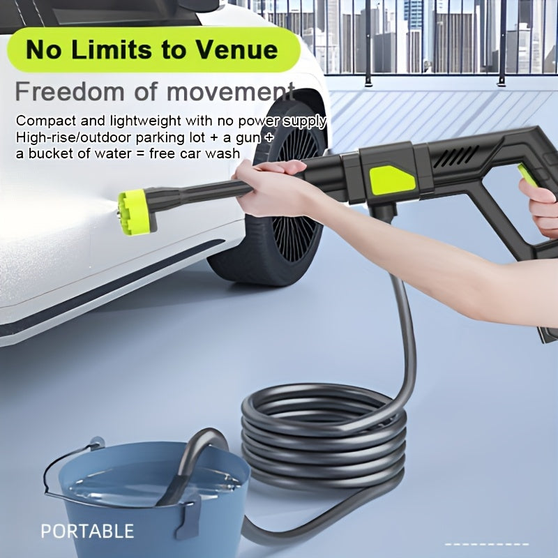 6-in-1 Cordless Car Wash Sprayer with High Pressure Water Nozzle - Portable Handheld Cleaning Tool for Cars, Walls, Fences, Patios, Gardens & Backyards - Includes 2 Batteries, Lightweight & Easy to Use, Versatile Cleaning Sprayer | Portable Cleaner | Lig