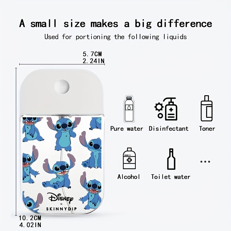1pc Stitch Portable Spray Bottle - White with Blue & Green Accents, Compact Travel-Friendly Refillable Spray for Makeup, Summer Cool, Gift for Disney Fans, Fan Merchandise, Playful Design, Durable Plastic