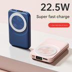 Mini Magnetic Power Bank with Stand, 20000mAh Wireless Portable Charger with LED Battery Display, Wired 20W Fast Charging Battery Pack, Compatible with, for iPhone 16/ 15/ 14/ 13/ 12 Series for SamSung for Android, Comes with USB C Charging Cable