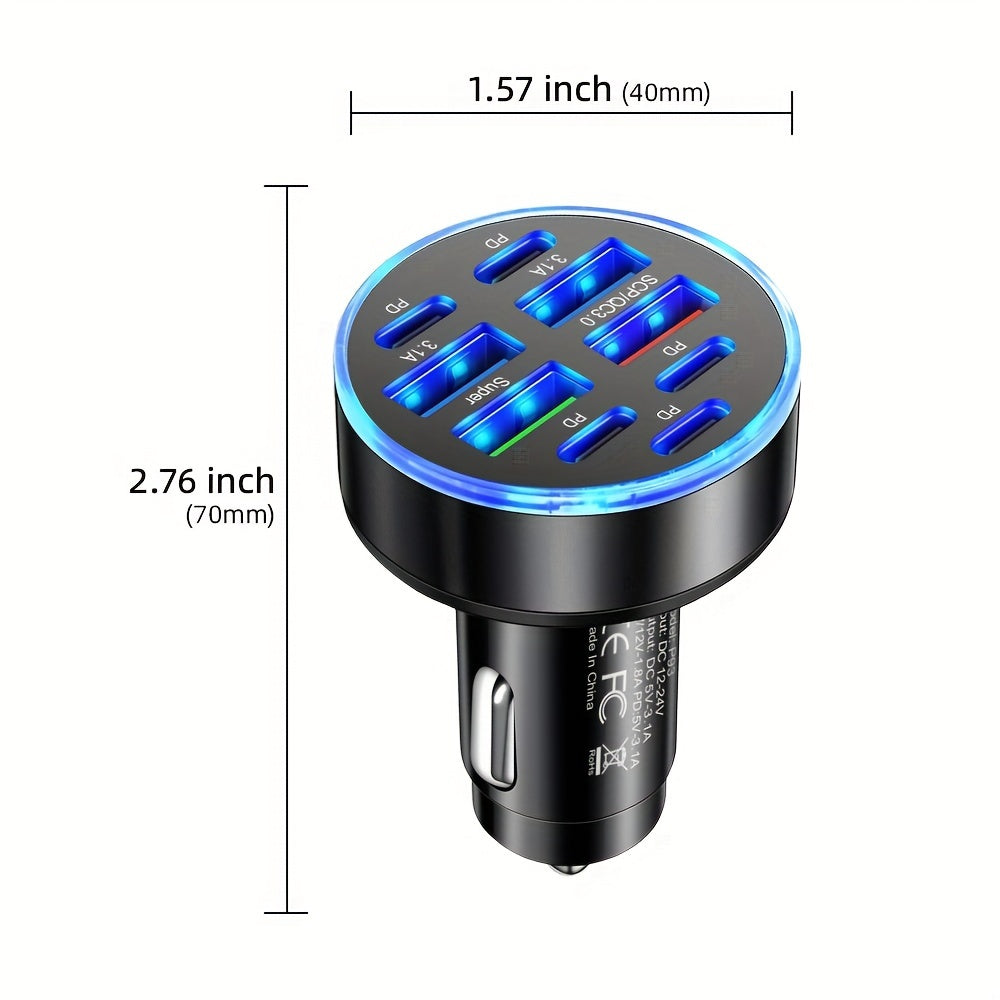 KAXOE 9 Port 5 PD 4 USB Fast Charging Car Phone Charger Portable Charger Car USB Charger PD+QC3.0 Compatible with iPhone for Samsung