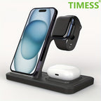 [Fast Wireless Charger Stand] 15W Wireless Charger Stand, TIMESS 3 In 1 Fast Charging Station - For iPhone 15, 14, 13, 12, 11/Pro/Max/Mini/Plus, X, XR, XS/Max, SE, 8/Plus, iWatch 1-9, Airpods 3/2/Pro