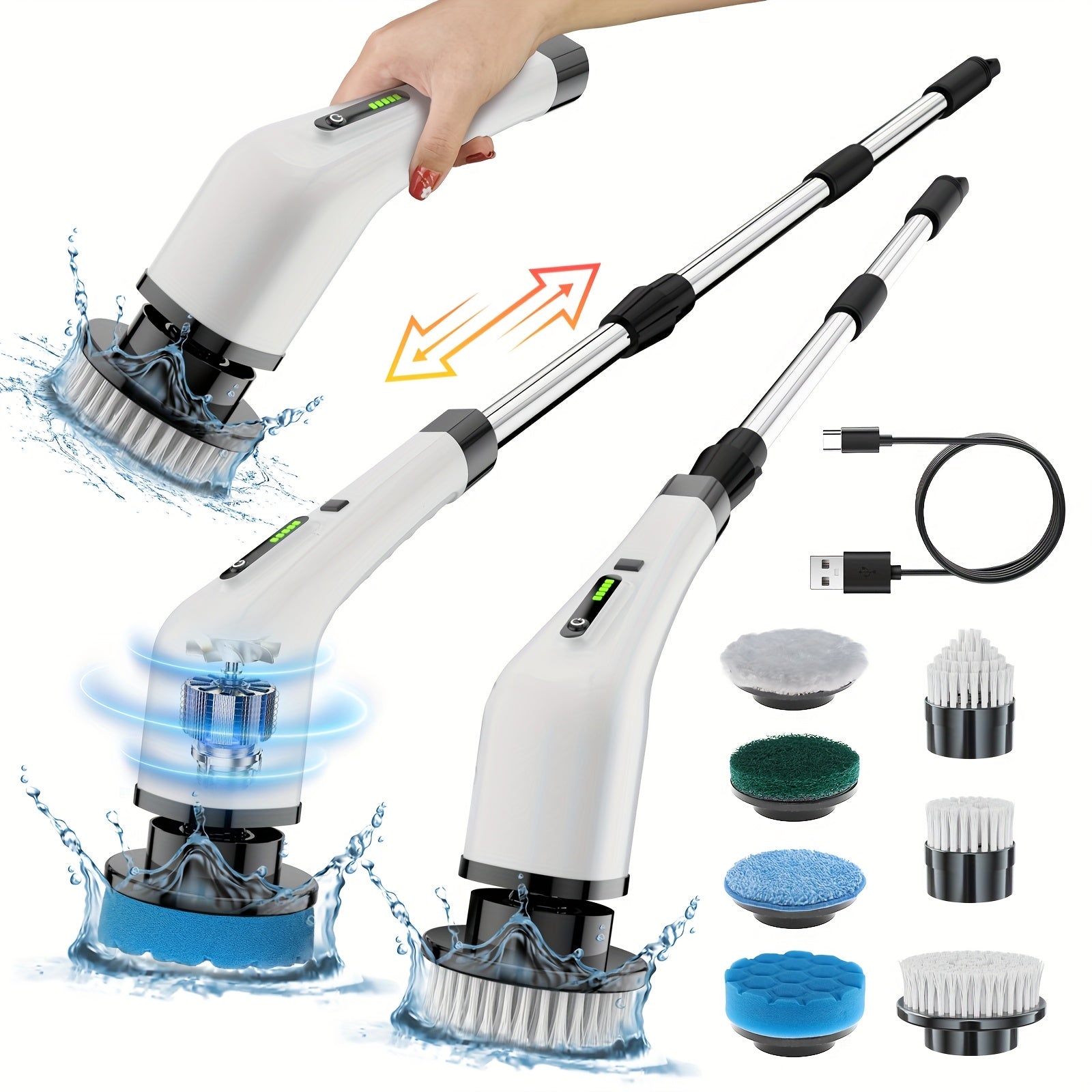 [Electric Cleaning Brush] 7-in-1 Multifunctional Electric Cleaning Brush, 2025 New Telescopic Long Handle Cleaning Tool | Household Floor And Kitchen Sweeping Brush