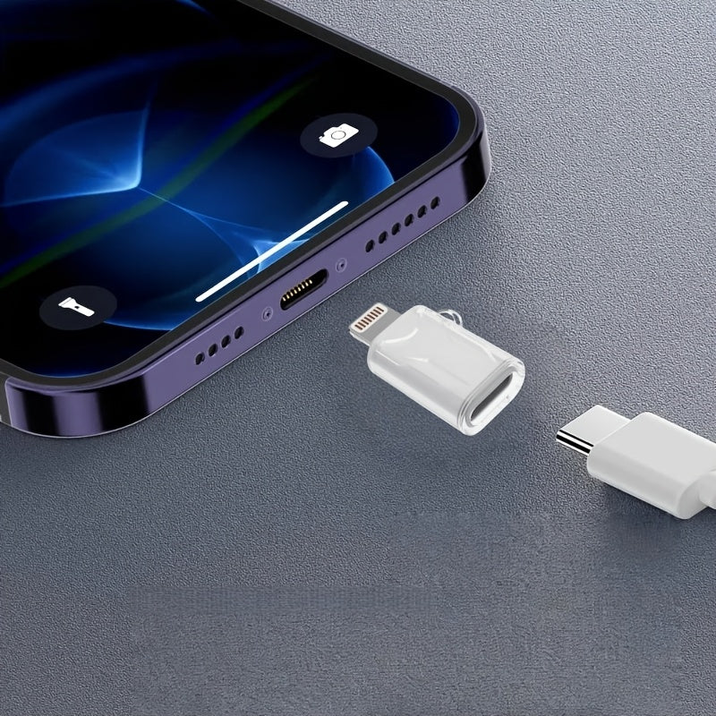 3pcs Type-C to Lightning Adapter for iPhone with Transparent Protective Case, Supports Charging and Data Transfer