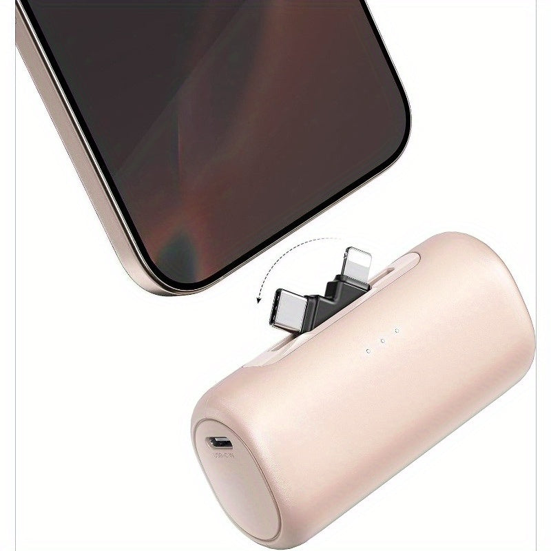 Portable Charger For IPhone With 2-in-1 Connector, 5000mAh Small Power Bank, Smart LCD Battery Digital Display, 5V-2A Charging For IPhone 16/15/14/13/12/11/for Samsung S25/24/Xiaomi/oppo