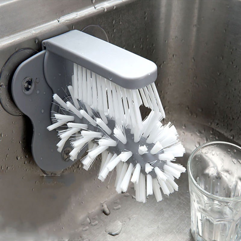 2-in-1 Glass & Bottle Scrubber - Touch-Control Non-Electric Cleaning Brush with Ergonomic Handle, Durable Plastic & Rubber Design, Ideal for Kitchen Use, Perfect for Mugs, Wine Glasses & More, Essential Kitchen Gadge