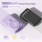 MPATIBY 10000mAh Wireless Fast Charging Power Bank Magnetic Charging Power Portable Phone Charger Mobile Power with Phone Holder
