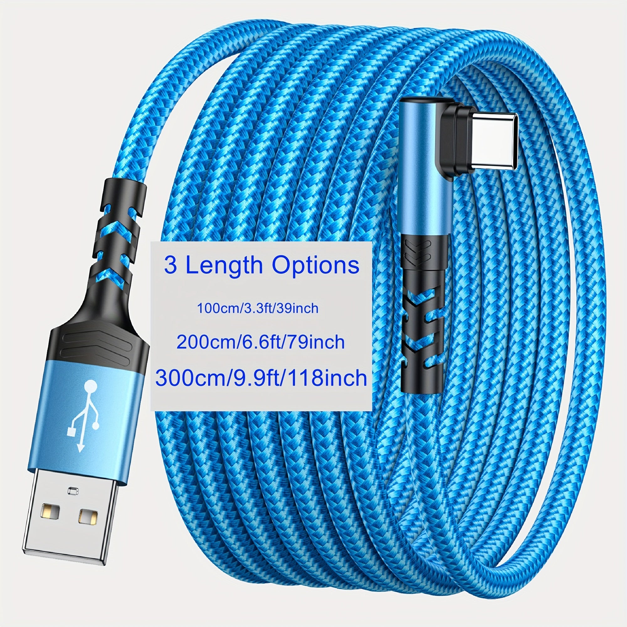 USB-C Fast Charging Cable, 3.3ft/6.6ft/9.9ft Nylon Braided, Compatible with for, Xiaomi, Redmi, Oppo, OnePlus, for iPhone 15/16 Series, for Smartphone Charging and Data Syncing