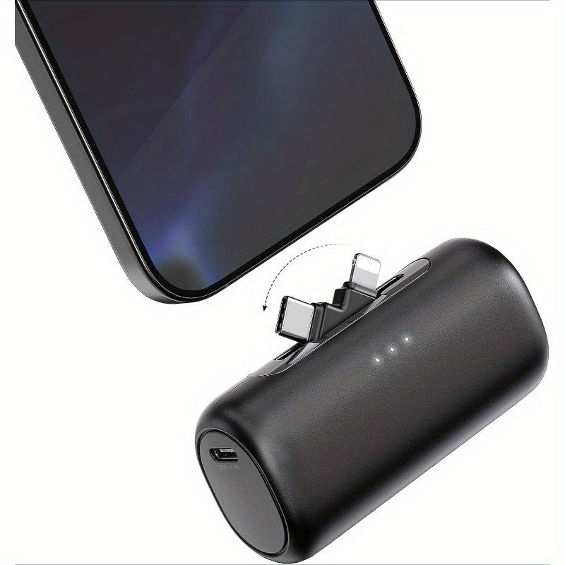 Portable Charger For IPhone With 2-in-1 Connector, 5000mAh Small Power Bank, Smart LCD Battery Digital Display, 5V-2A Charging For IPhone 16/15/14/13/12/11/for Samsung S25/24/Xiaomi/oppo