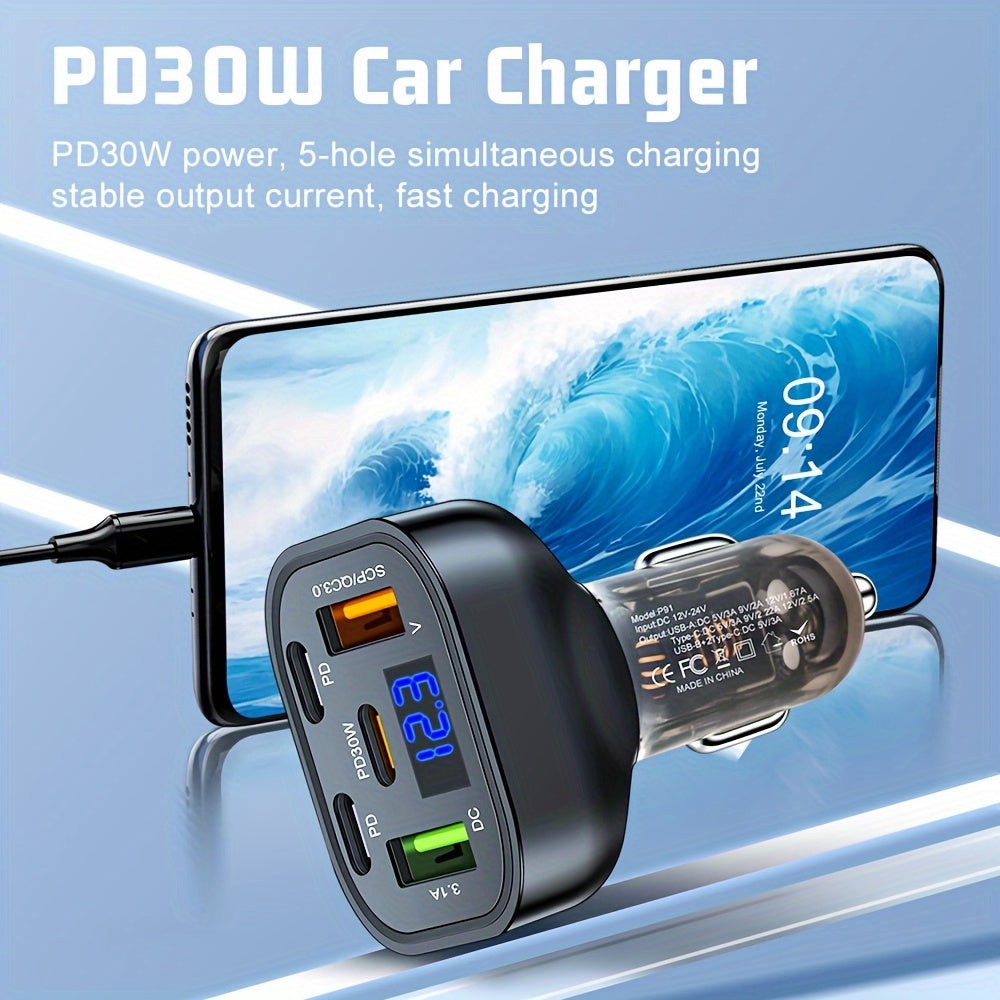 KAXOE 3 pcs 5 in 1 Car Phone Charger Fast Charger Phone Charger Adapter USB Phone Charger PD Type-C Car Charger for iPhone for Samsung