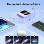 Compact and Portable Large Capacity Fast Charging Mobile Power Bank with 4 Cables, 20000 MAh Lanyard Design, Mini Power Bank