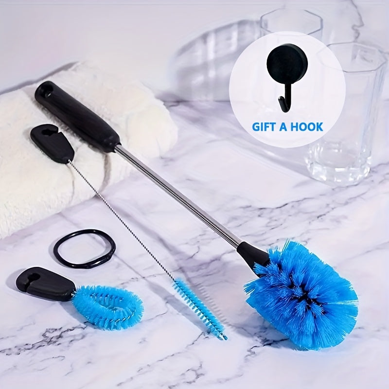 Three-Piece Water Bottle Cleaning Brush - Suitable for Narrow-Neck Bottles, Sports Bottles, Coffee Cups, Thermos Flasks, Baby Bottles And Straws - Keep Drinking Water Clean And Hygienic