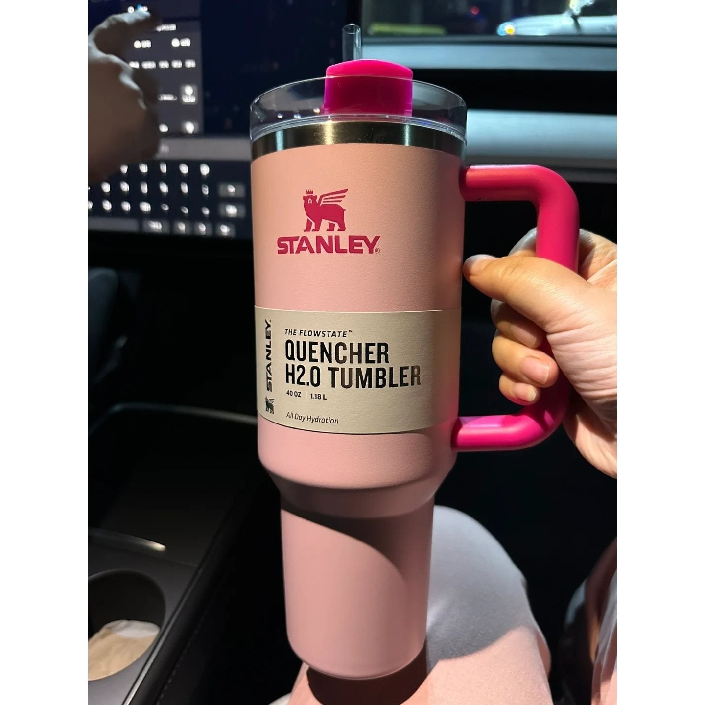 STANLEY Quencher H2.0 Tumbler with Handle and Straw 40 oz | Flowstate 3-Position Lid | Cup Holder Compatible for Travel | Insulated Stainless Steel Cup | BPA-Free | pink