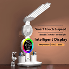 Smart Touch LED Desk Lamp with USB - Dual-Head, Dimmable And Color-Changing Reading Lamp, Built-In Fan And Night Light, Eye Protection Design, Perfect for Home Office And Dormitory Study - No Batterie