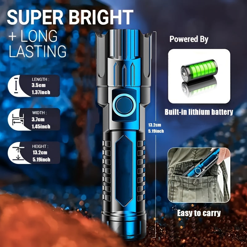 2-Pack YANHUO LED Flashlights, 350 Lumen Ultra-Bright, 3 Modes, Zoomable, Rechargeable 800mAh Lithium Battery, Portable for Camping, Outdoor Hiking, Home Emergency, USB Charging, ABS Material, Non-Waterproof, Includes Charging Cable & Guide, Ideal for Ha