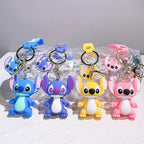 Stitch Silicone Keychain - Cute Blue Cartoon Character with Pink Ears, Perfect for Women and Men Fans, 5cm Keyring with Dangling Charm, Ideal for Keys and Accessories, Cute Keychain|Playful Design|Silicone Construction, Stitch Accessories